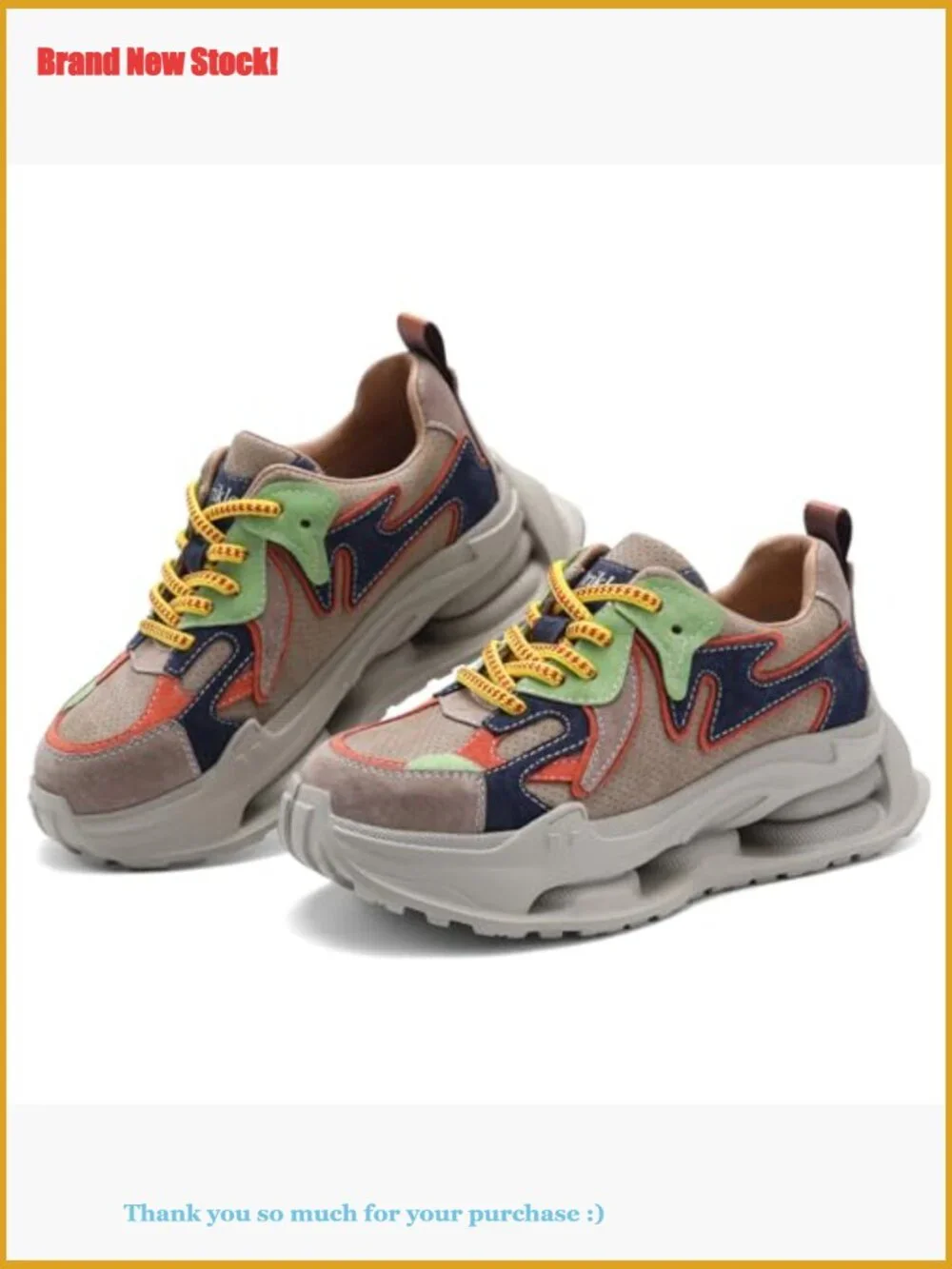 Leather+Fabric Platform Sneakers with Slip Resistant Sole